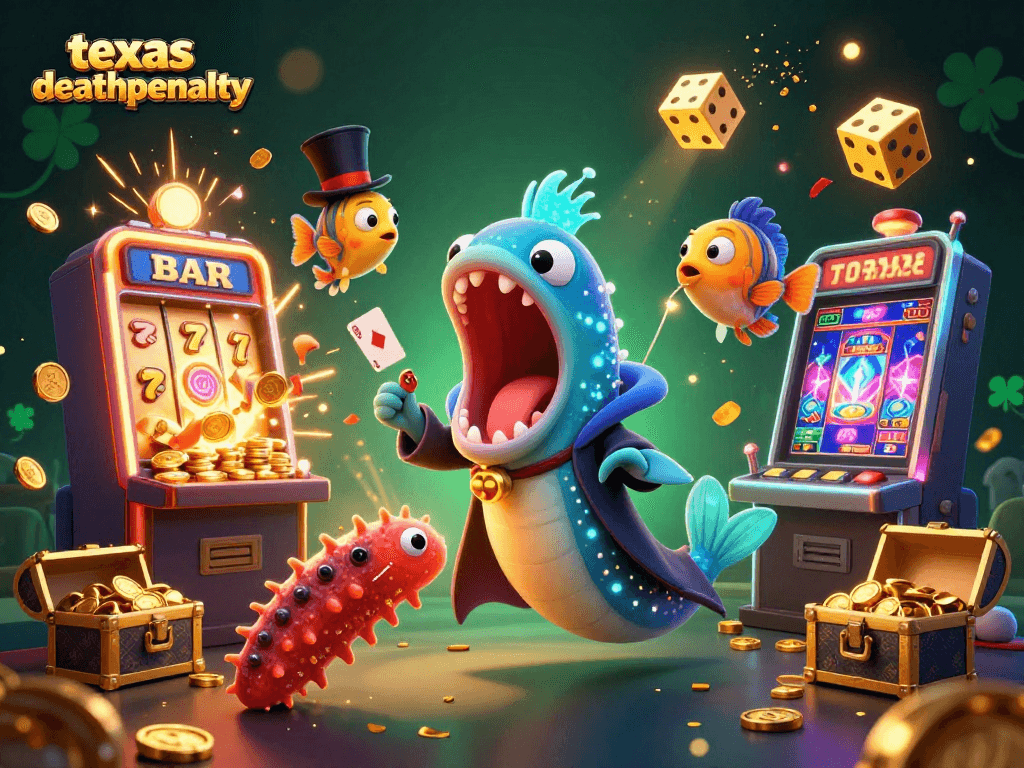 Experience thrilling gameplay with texasdeathpenalty featuring vibrant cartoon characters and casino elements in action.