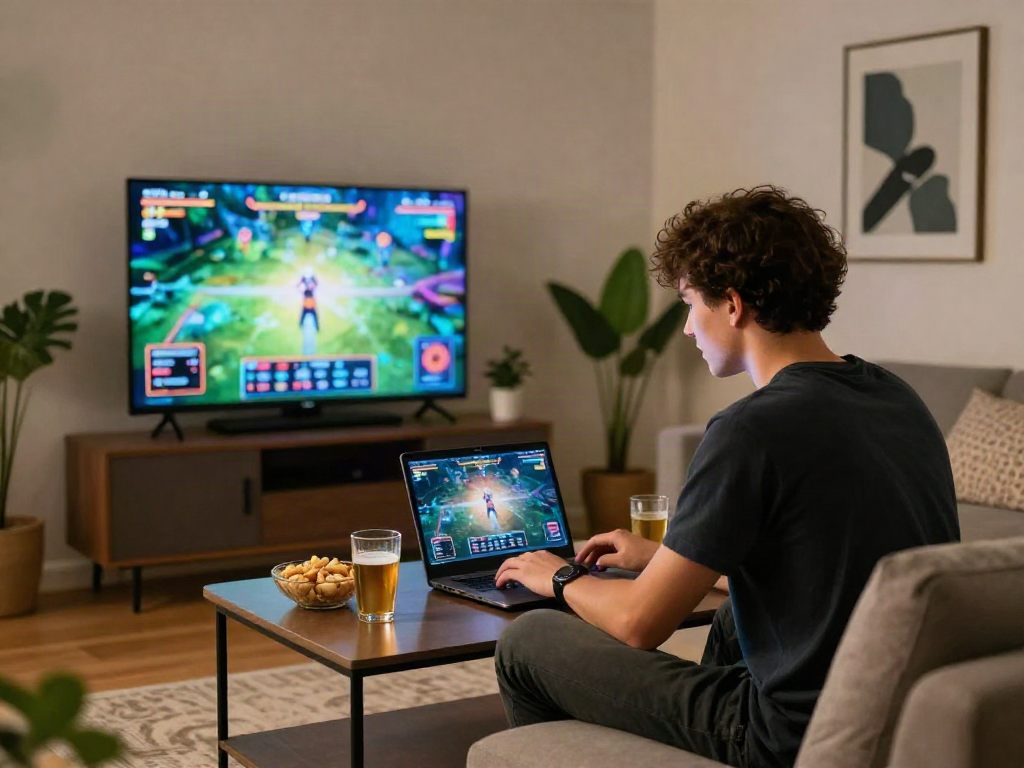 Engaging online gaming experience with ku88 in a modern living room setting.