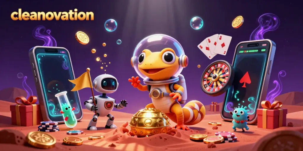 Experience cleanovation in a vibrant Martian casino scene with engaging slot elements and a unique milieu.