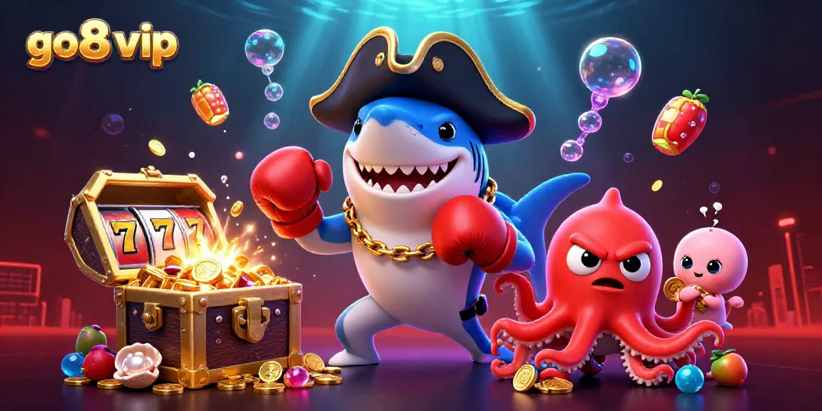 Experience thrilling adventures with go8 vip in this dynamic underwater casino scene filled with treasure.