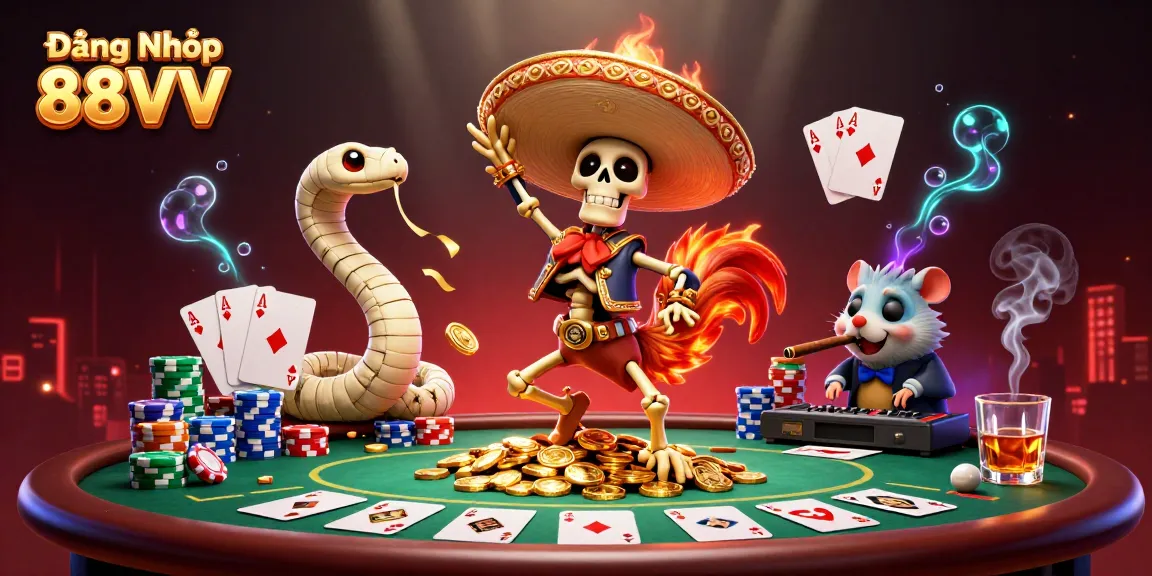 Celebrate wins at Đăng Nhập 88VV with vibrant characters illustrating a thrilling casino experience.
