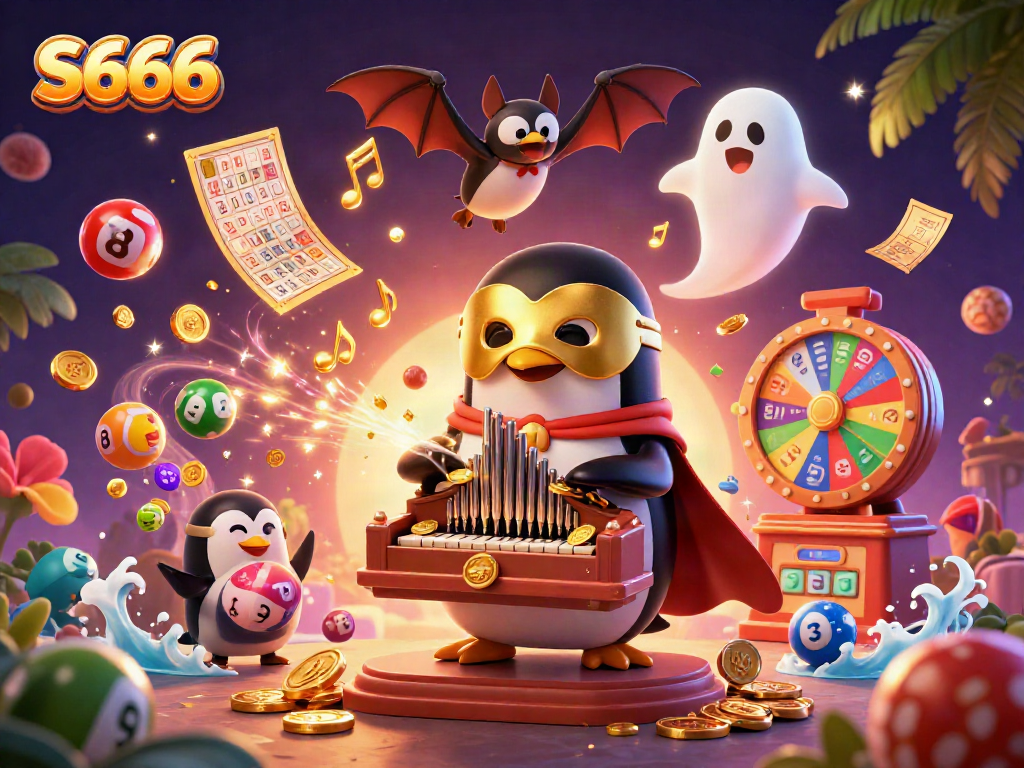 Experience the thrill of S666 with a vibrant casino-themed illustration featuring dynamic characters and game elements.