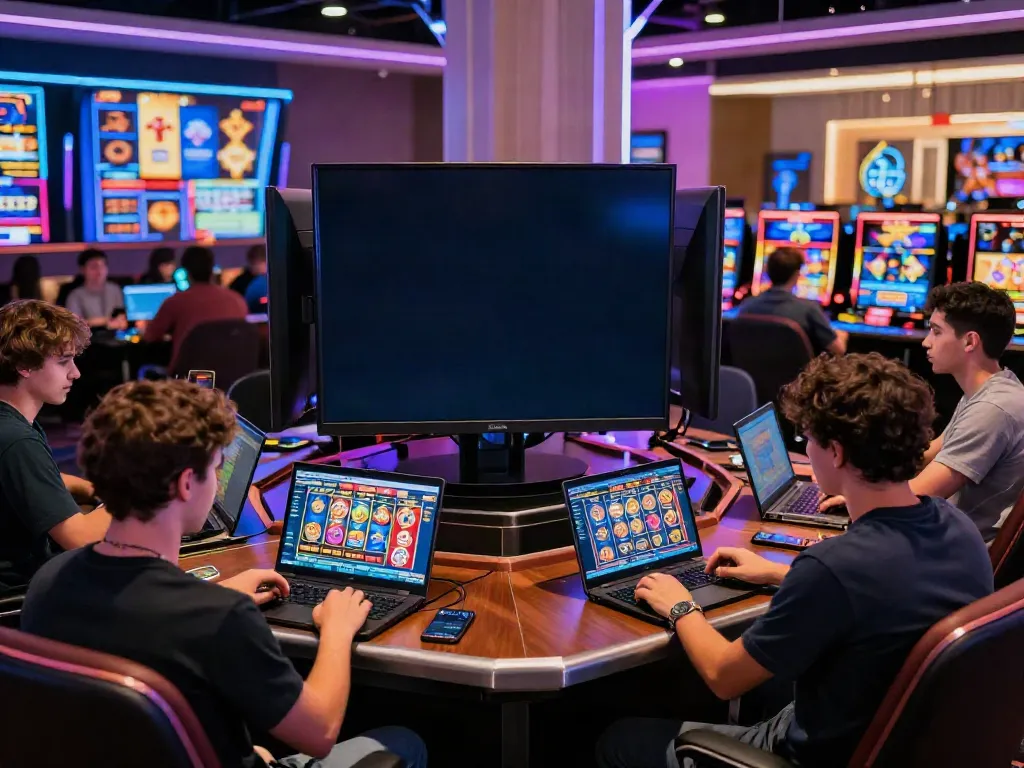 Diverse players celebrating wins at online slots that accept credit cards in a vibrant casino environment.