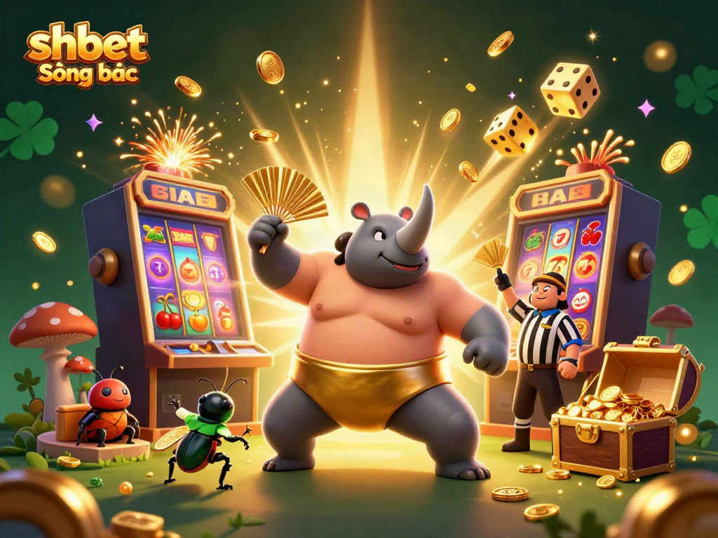 Experience thrilling action at shbet Sòng bạc with a dynamic 3D illustration showcasing an exciting casino atmosphere.