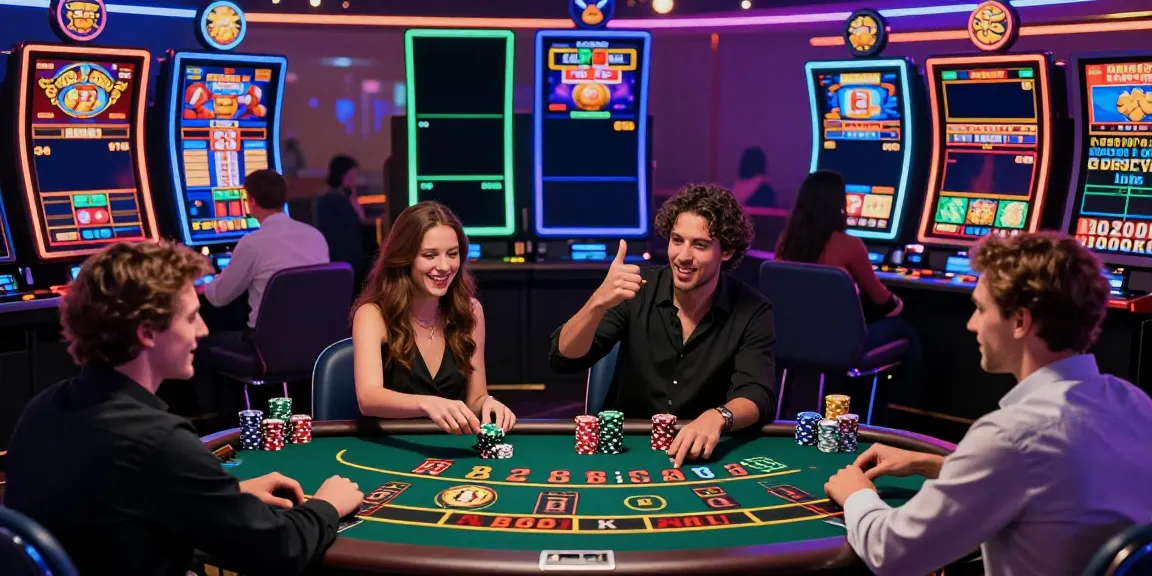 Exciting Casino En Ligne scene with diverse players enjoying live games and digital slots in a vibrant atmosphere.