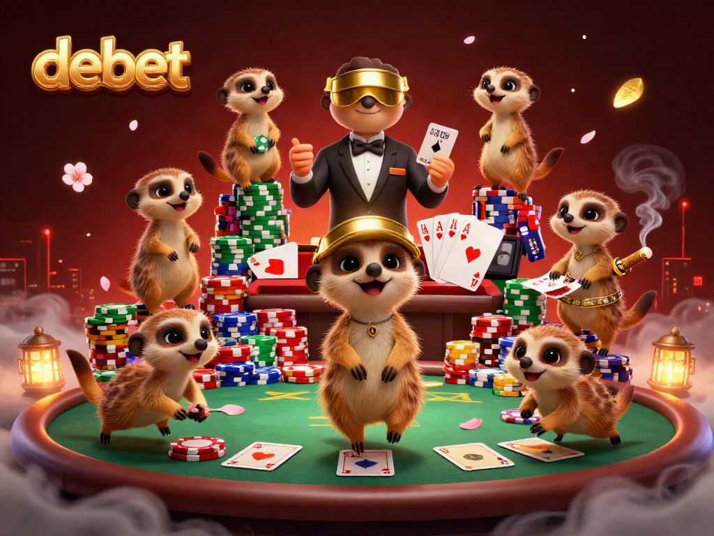 Experience gambling excitement at debet with meerkats running a vibrant casino operation.