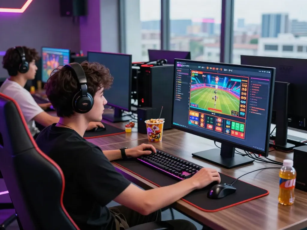 Exciting online gaming experience at SV88 with vibrant setup and casino games.