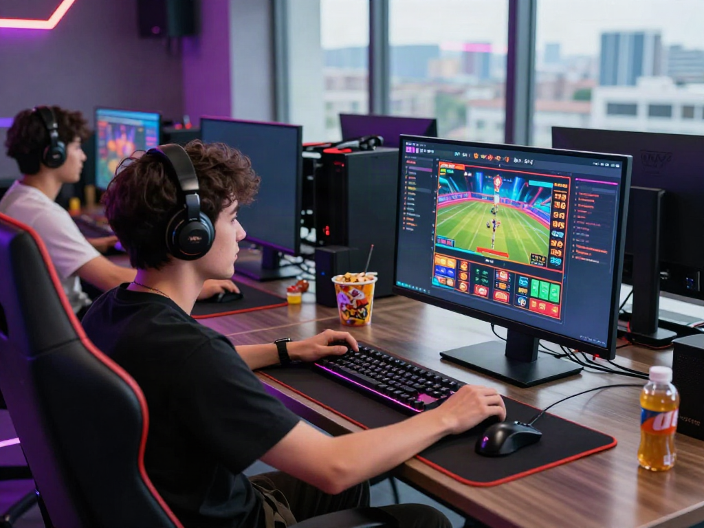 Exciting online gaming experience at SV88 with vibrant setup and casino games.