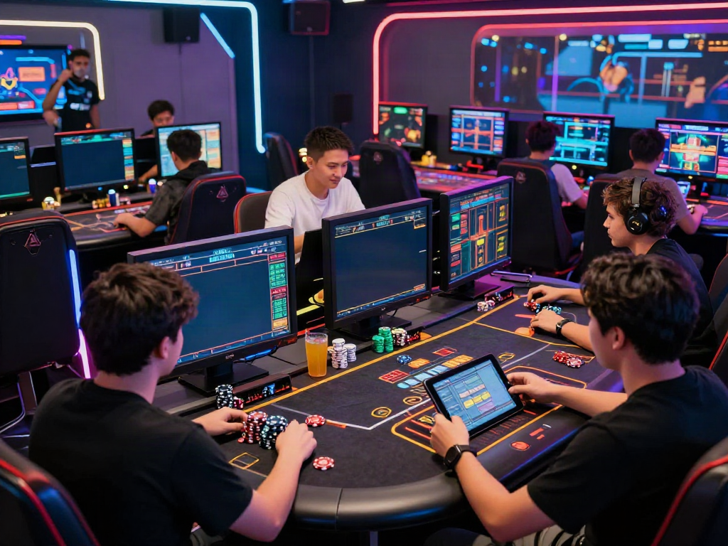 Exciting gaming experience at https://manclub1.jp.net/ with players engaged in online casino action.