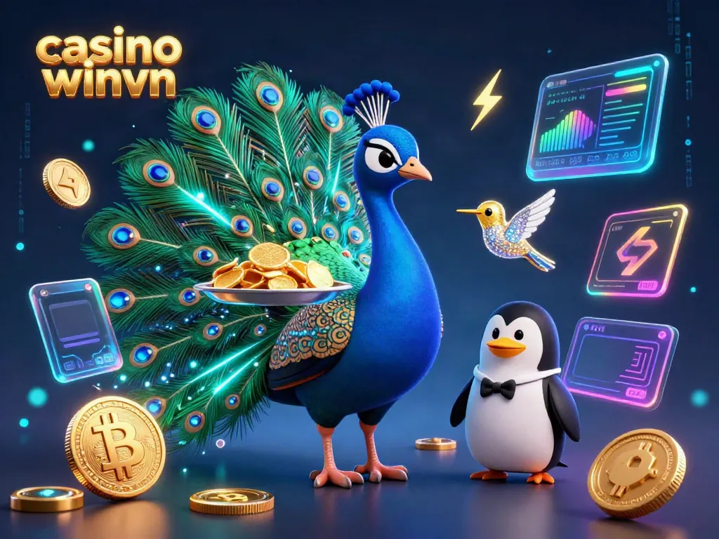 Engage with casino winvn through vibrant 3D characters and crypto-themed gameplay elements, embodying online gambling excitement.
