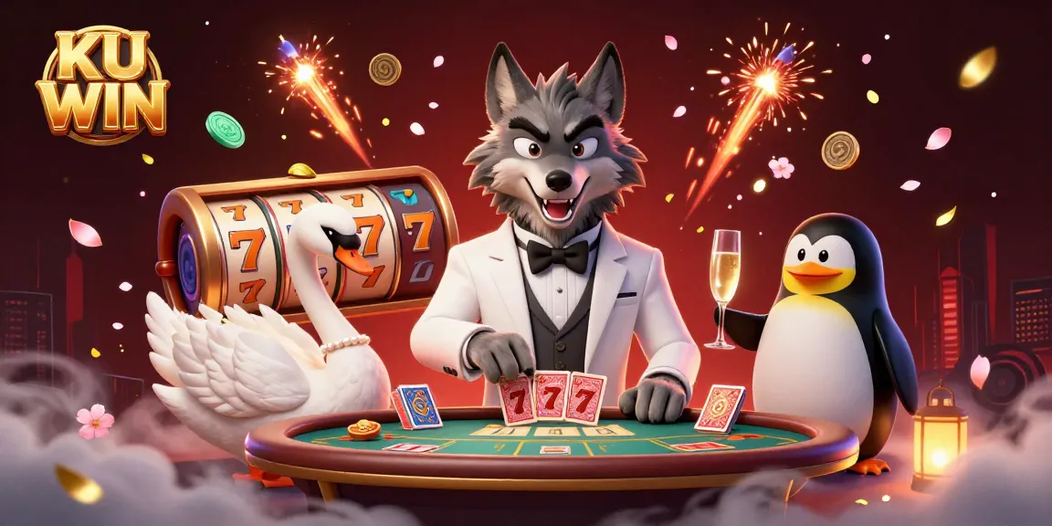 Experience the action at KU WIN with exciting characters at a dynamic casino setting.