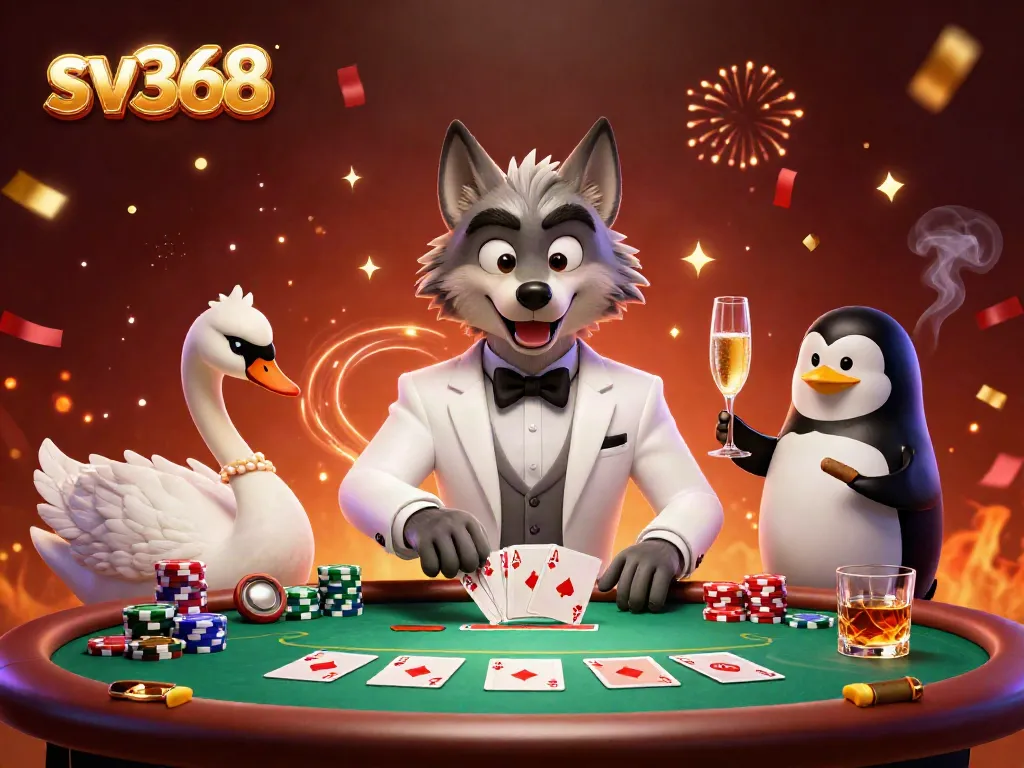 Experience thrilling gameplay at sv368 with animated characters engaging in high-stakes baccarat.