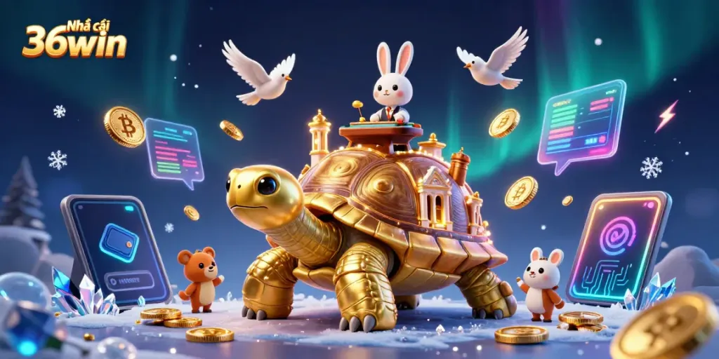 Experience the vibrant action at Nhà cái 36win with cartoon characters bringing luck and excitement to the gaming scene.