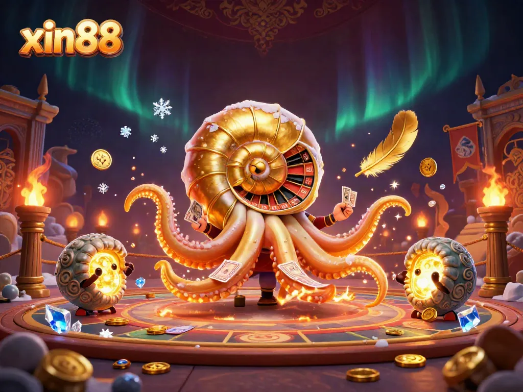 Engage with thrilling games at xin88, featuring a giant nautilus themed roulette and card action.