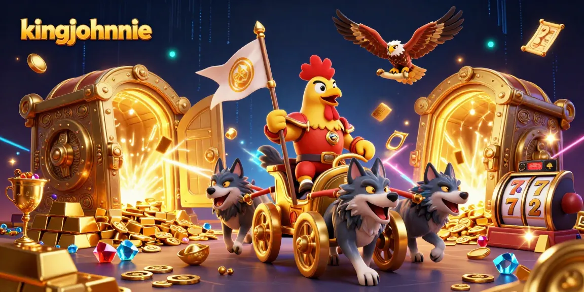 Experience excitement with kingjohnnie's dynamic gaming scene featuring captivating characters and casino elements.