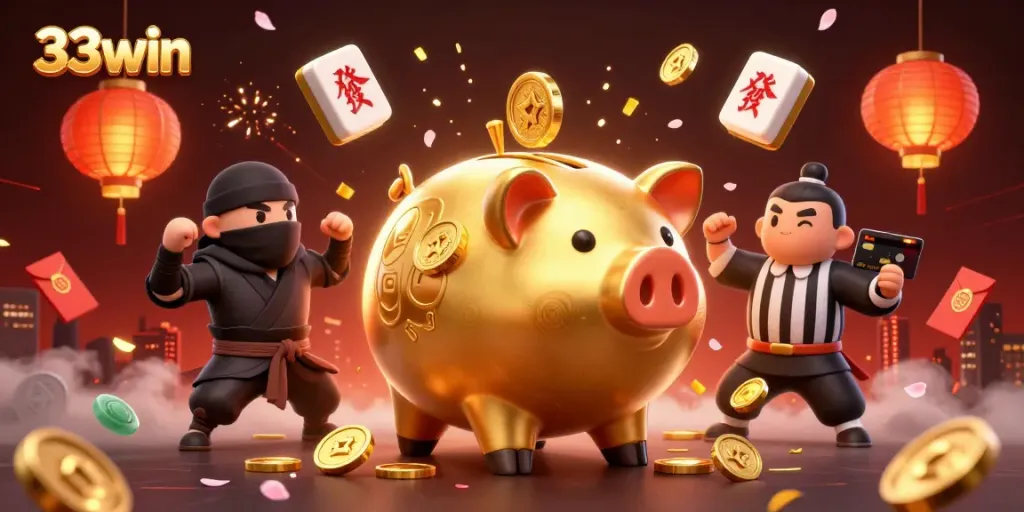 Engage with 33win's vibrant casino scene showcasing exciting gaming dynamics and lively characters.