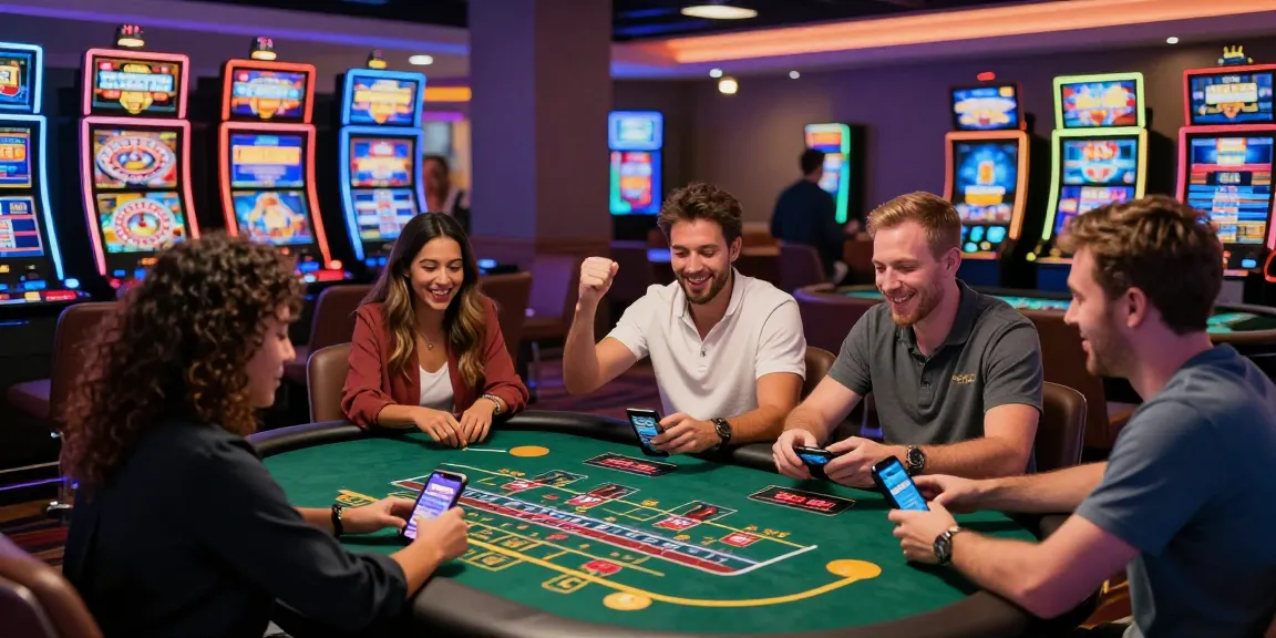 Exciting casino scene showcasing players enjoying bonus sans depot casino games in a vibrant and modern setting.