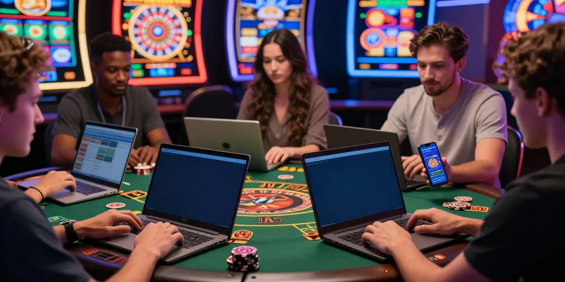 Engaging players enjoying a Casino sans Depot experience on laptops and mobile devices in a dynamic gaming atmosphere.
