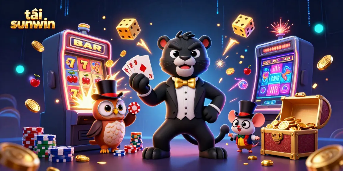 Experience excitement as you tải sunwin with colorful casino characters and vibrant game elements in a dynamic scene.