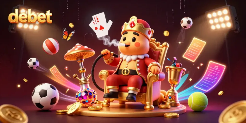 Engage with debet as you immerse in the vibrant world of online gambling, featuring dynamic sports elements and captivating characters.