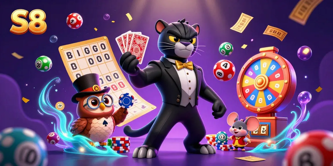Experience thrilling casino action with S8 as characters celebrate vibrant wins and games.