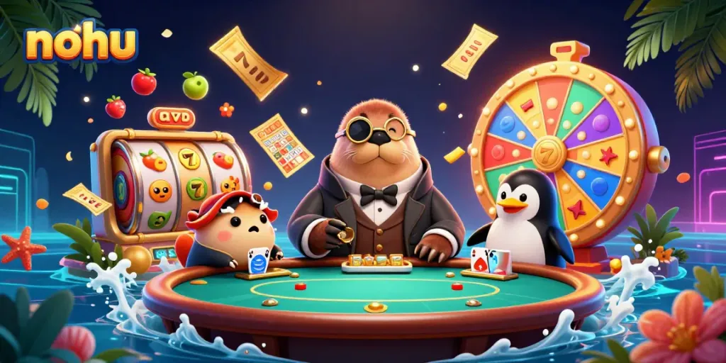 Play poker underwater with the nohu casino's charming walrus, pufferfish, and penguin dealer.
