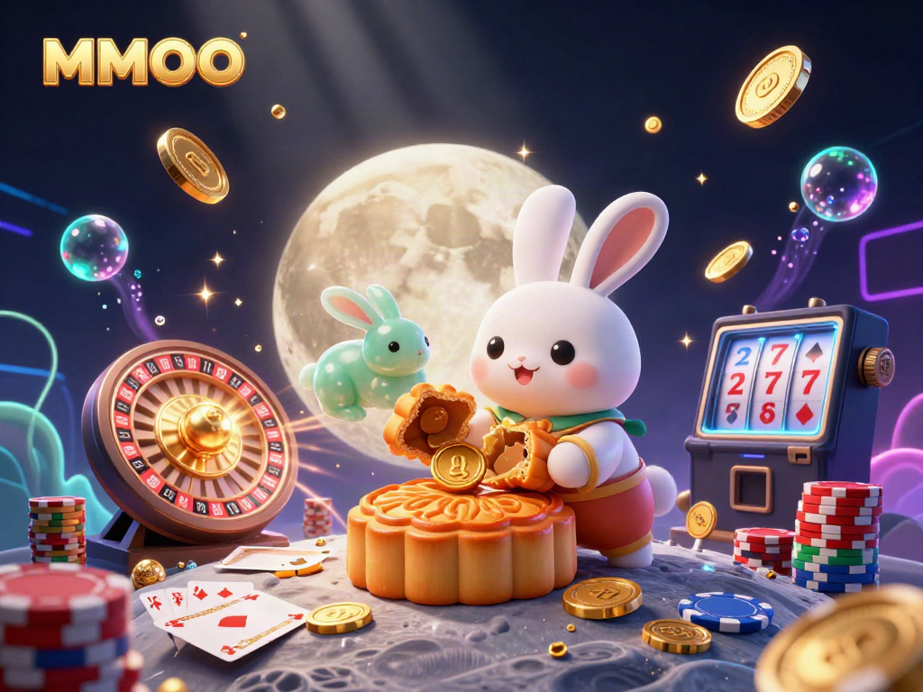 Experience the excitement of MMOO with a visually captivating moon-themed casino scene filled with dynamic gambling elements.