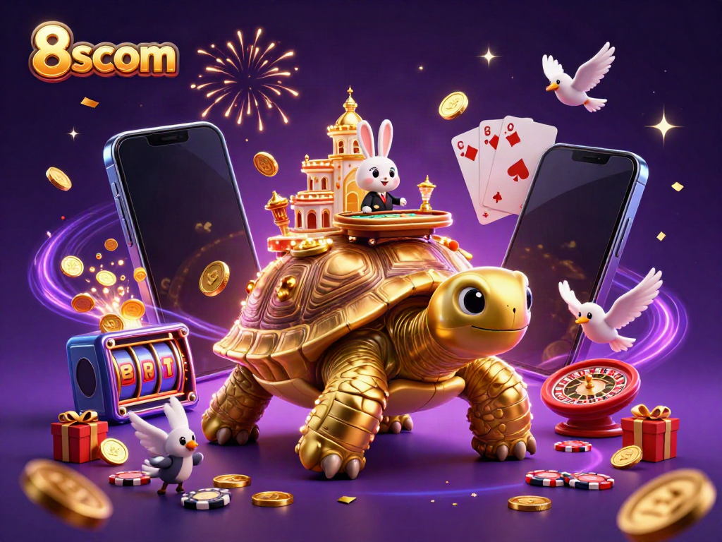 Engage with thrilling slots at 8scom featuring vibrant casino elements and gold coins in a dynamic scene.