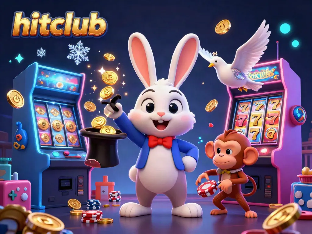Experience gaming thrills with hitclub's magician rabbit pulling coins and playful characters.